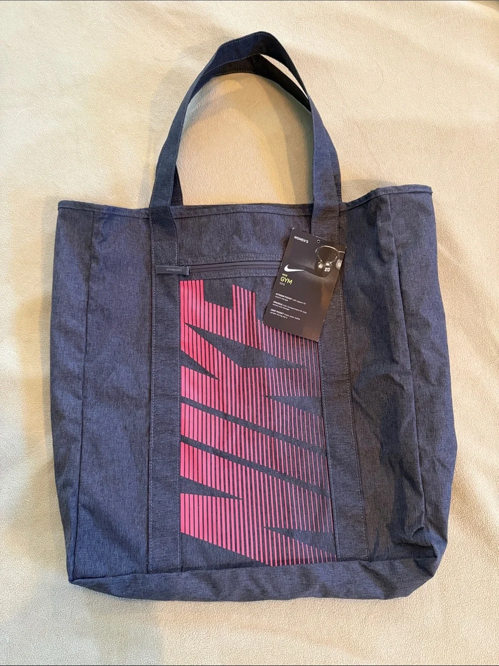 Nike Navy Gym|Tote Bag with Pink Graphic Stripe